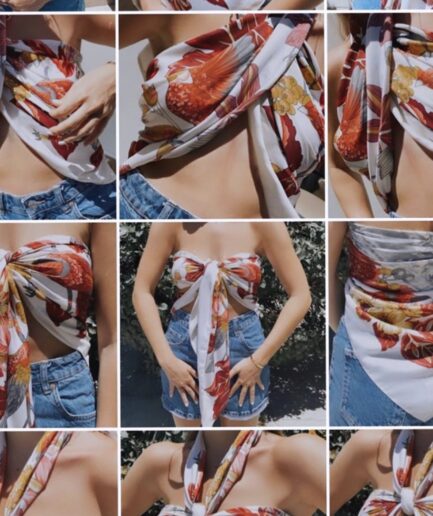 Set bandana y falda (flower bloom red)