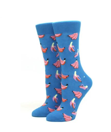 Pink & blue banana's socks