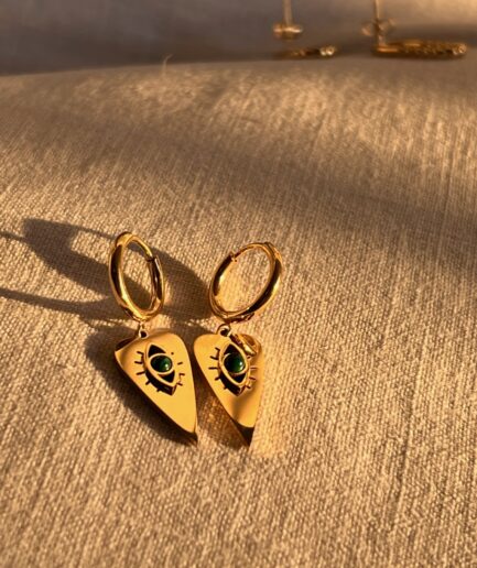 Green Eye Earrings