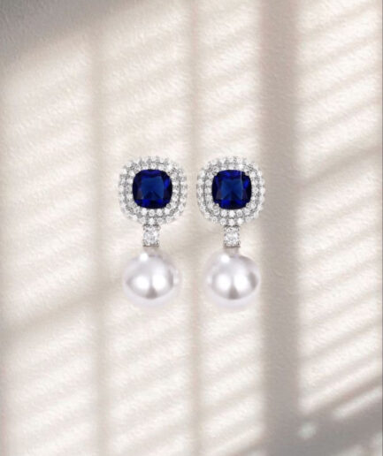 Blue & pearl earrings